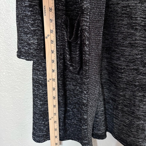 LILDY Open Front Solid Hoodie Cardigan Sweater L/XL Long Black & Gray Pockets - Picture 11 of 15